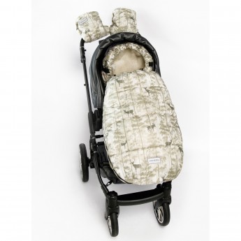 Конверт зимний меховой AMAROBABY SNOWY BABY ОЛЕНИ, бежевый, 85 см