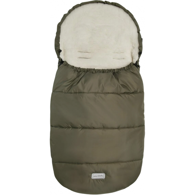 Конверт зимний меховой AMAROBABY SNOWY TRAVEL хаки, 105 см AMARO-6101-HK