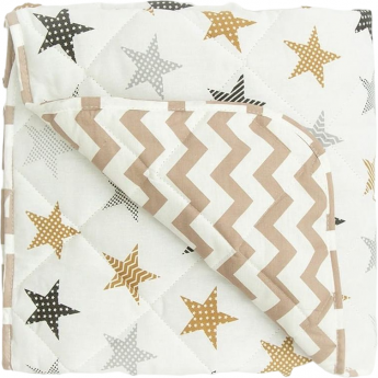 Коврик детский стёганный AMAROBABY SOFT MAT ЗВЁЗДЫ ПЭЧВОРК 115х115 см, коричневый