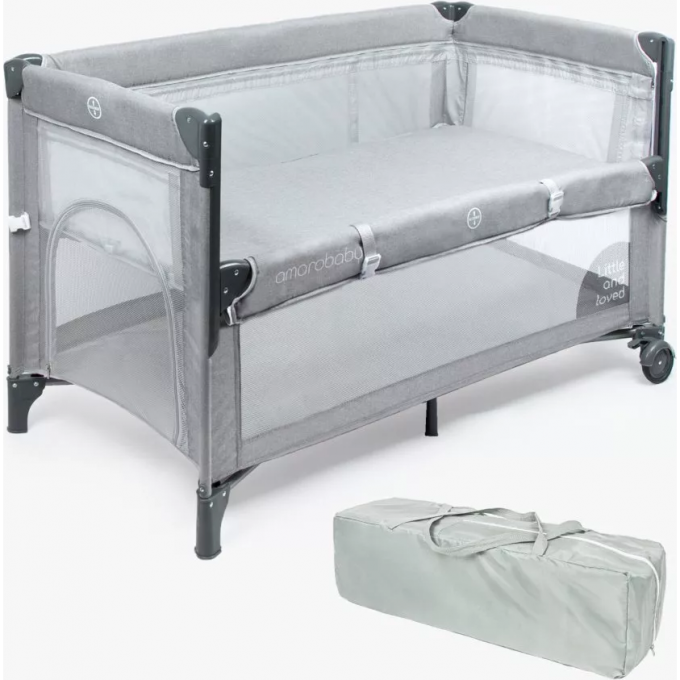 Манеж-кровать Amarobaby TRANSFORM CLASSIC серый AMARO-26TranC/11