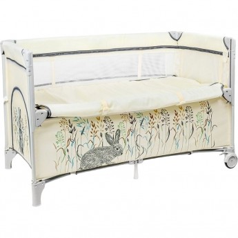 Манеж-кровать AMAROBABY TRANSFORM FLORA МКР прямоугольный, бежевый