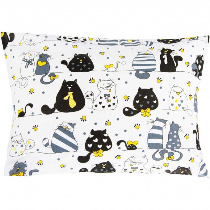 Наволочка AMAROBABY КОТИКИ белый 50х70 AMARO-5003-KB