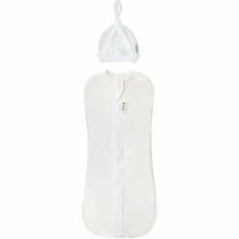 Пеленка-кокон на молнии с шапочкой AMAROBABY NATURE ESSENCE, молочный, размер 56-68