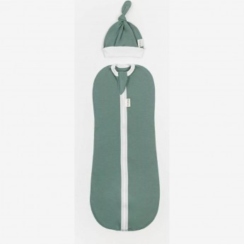 Пеленка-кокон на молнии с шапочкой AMAROBABY NATURE ESSENCE, зеленый, р-р 56-68