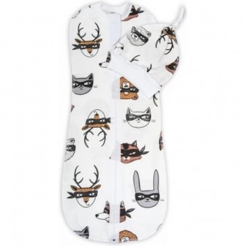 Пеленка (кокон на молнии) с шапочкой AMAROBABY SOFT HUGS СУПЕРГЕРОИ, коричневый, 56-68