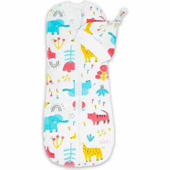 Пеленка (кокон на молнии) с шапочкой AMAROBABY SOFT HUGS Зоопарк р-р 56-68