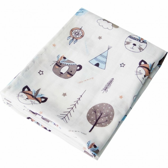 Пеленка муслиновая AMAROBABY RAINBOW Индейцы, р-р 135х115 см AMARO-56R-In
