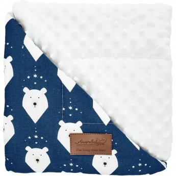 Плед AMAROBABY РАСТЕМ ВМЕСТЕ, БЕЛЫЕ МЕДВЕДИ, хлопок/minky , 95х85 см