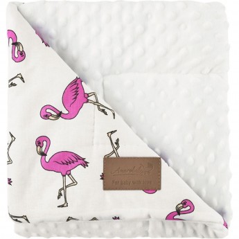 Плед AMAROBABY РАСТЕМ ВМЕСТЕ, ФЛАМИНГО, хлопок/minky, 95х85 см