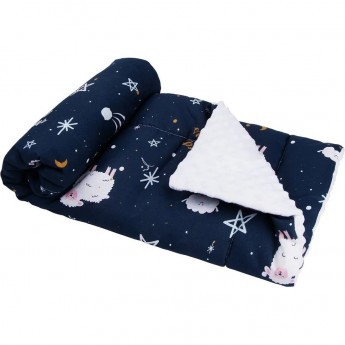 Плед AMAROBABY РАСТЕМ ВМЕСТЕ, GALAXY, хлопок/minky, синий/белый, 95х85 см