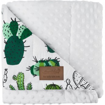 Плед AMAROBABY РАСТЕМ ВМЕСТЕ, КАКТУСЫ, хлопок/minky, 95х85 см
