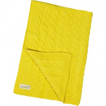 Плед детский вязаный AMAROBABY PURE LOVE КОСИЧКА, желтый