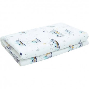 Пододеяльник AMAROBABY ГОРЫ, на молнии, белый/мята, перкаль, 147х112 см