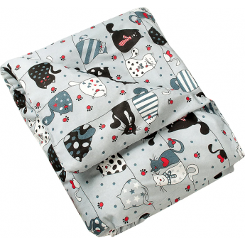 Пододеяльник AMAROBABY КОТИКИ на молнии 147х112 бязь, серый
