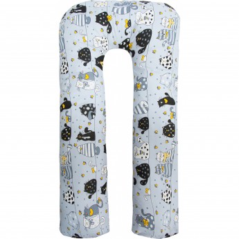 Подушка для беременных AMAROBABY КОТИКИ U-образная 340х35 желтый