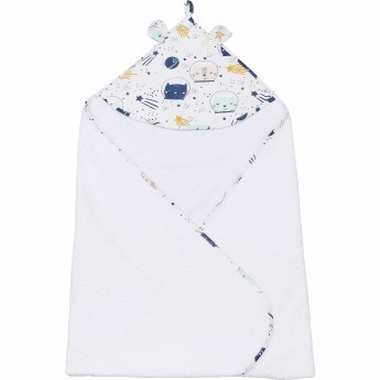 Полотенце детское с уголком AMAROBABY CUTE LOVE КОСМОС, белое