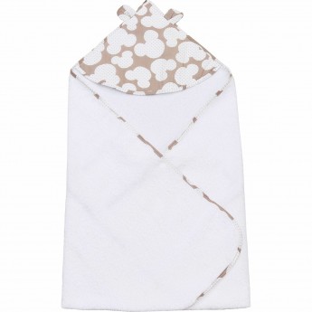 Полотенце детское с уголком AMAROBABY CUTE LOVE МЫШОНОК, кофе/белое