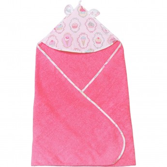 Полотенце детское с уголком AMAROBABY CUTE LOVE ПИРОЖЕНКИ, розовое