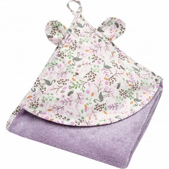 Полотенце детское с уголком AMAROBABY CUTE LOVE ПТИЧКИ, лаванда, 90х90 см