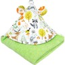 Полотенце детское с уголком AMAROBABY CUTE LOVE ЗВЕРЯТА, зелёное, 90х90 см AMARO-54CL-ZZ