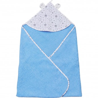 Полотенце детское с уголком AMAROBABY CUTE LOVE ЗВЕЗДОПАД, серое/голубое