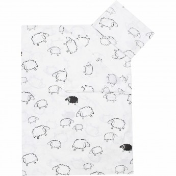 Постельное белье 1,5-спальное AMAROBABY TIME TO SLEEP, ОВЕЧКИ, белое