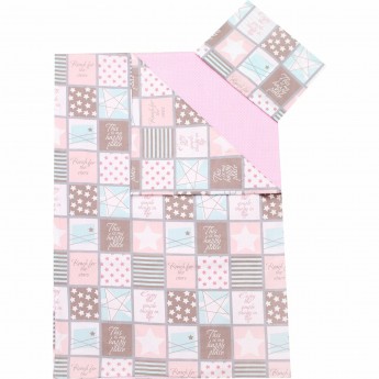 Постельное белье 1,5-спальное AMAROBABY TIME TO SLEEP, ПЭЧВОРК, розовое