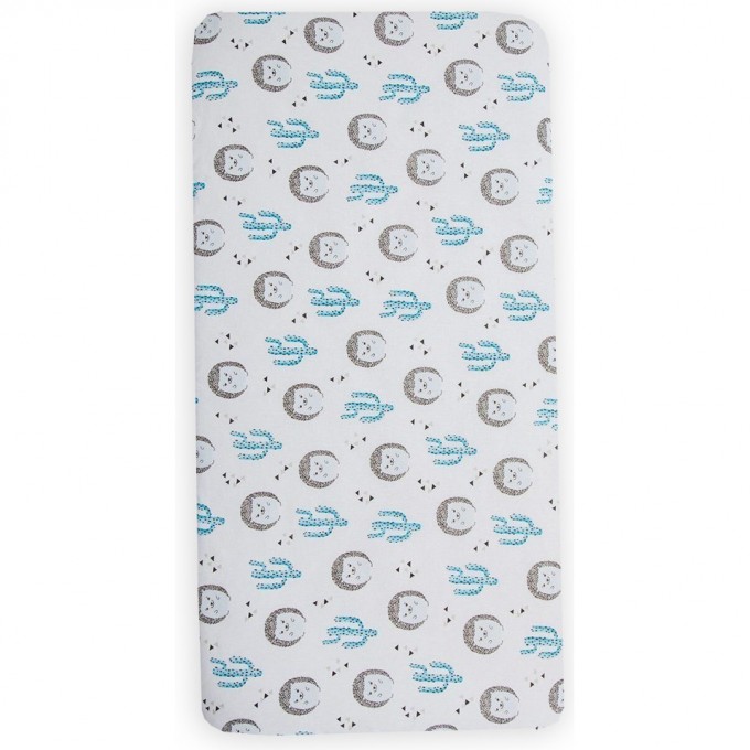 Простыня на резинке AMAROBABY ЕЖИКИ, бязь, 125х75х12 см AMARO-5102-Ez