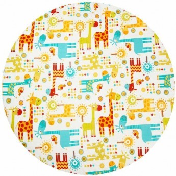 Простыня на резинке AMAROBABY ЖИРАФИКИ, круглая, поплин, 75х75х12 см
