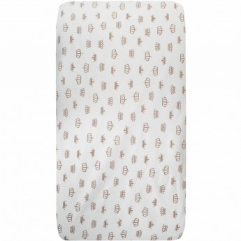 Простыня на резинке AMAROBABY КОРОНЫ бежевая, на овальный и прямоугольный матрасы, бязь 125х75х12см