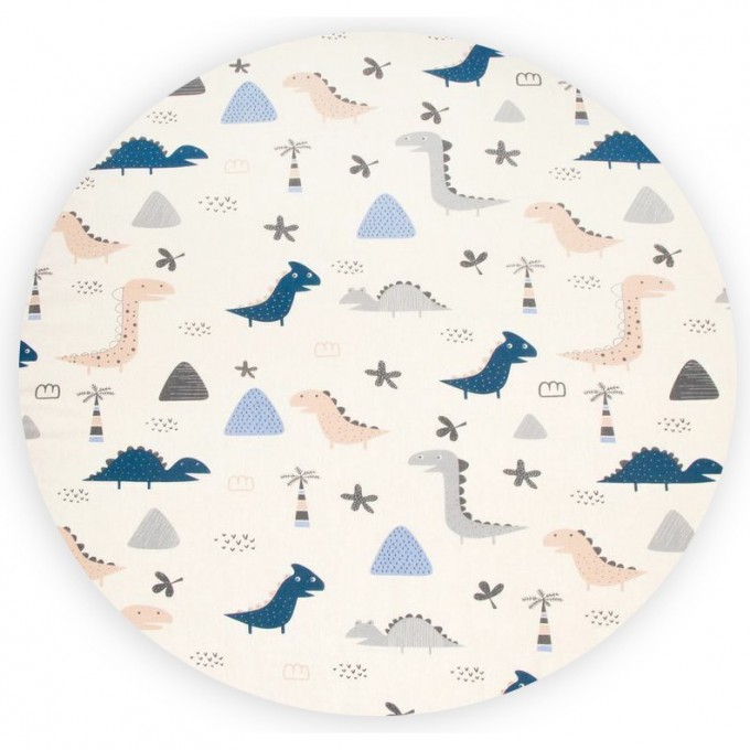 Простыня на резинке AMAROBABY LITTLE DINO бежевая, круглая, 75х75х12 см AMARO-5101-LD