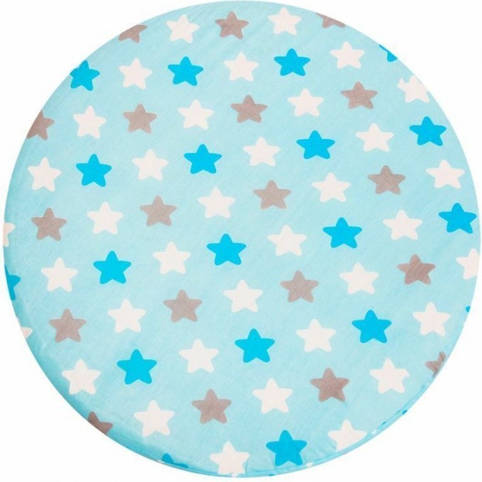 Простыня на резинке AMAROBABY ПРЯНИЧКИ голубая, круглая, поплин, 75х75х12 см AMARO-5101-PG