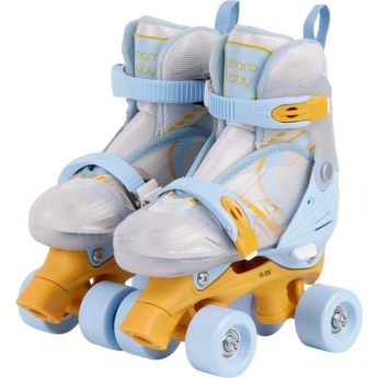 Ролики AMAROBABY DREAM раздвижные, белый/синий/оранжевый, размер 30-33