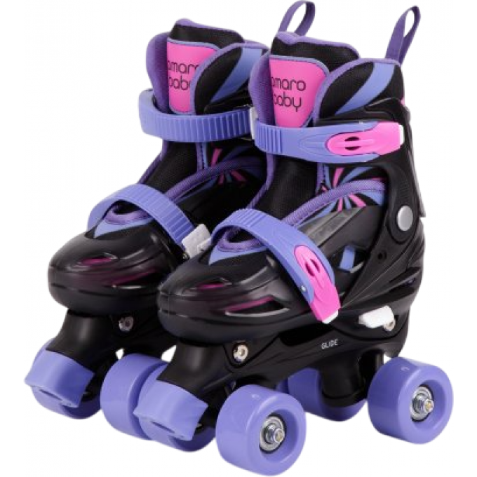 Ролики AMAROBABY DREAM раздвижные, черный/фиолетовый/розовый, размер 30-33 AB23-35DR/092206-30