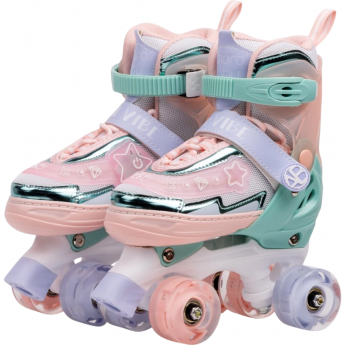 Ролики AMAROBABY GLORY раздвижные со светящимися колесами, бирюзовый/оранжевый, р. 30-33