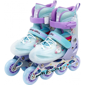 Ролики AMAROBABY RAINBOW раздвижные со светящимися колесами,мятный , размер 30-33