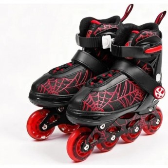 Ролики AMAROBABY SPIDER раздвижные со светящимися колесами, черные, размер 30-33