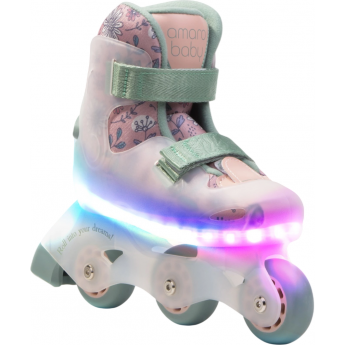 Ролики AMAROBABY WISH с подсветкой, розовый/зеленый, размер 29-30