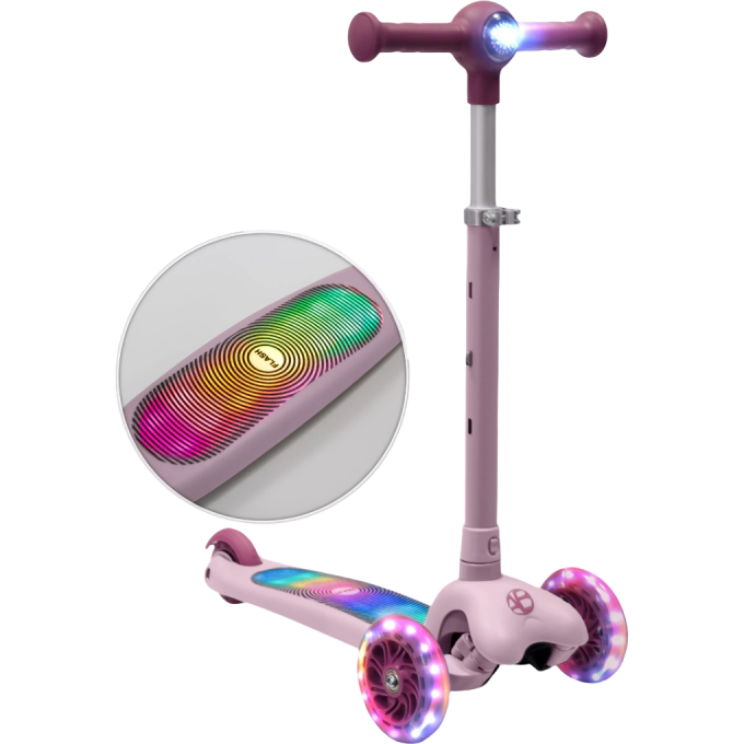 Самокат трехколёсный с подсветкой AMAROBABY FLASH розовый AB25-27FLA06