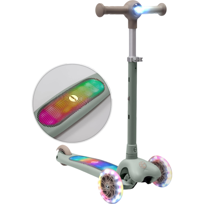 Самокат трехколёсный с подсветкой AMAROBABY FLASH зелёный AB25-27FLA/13